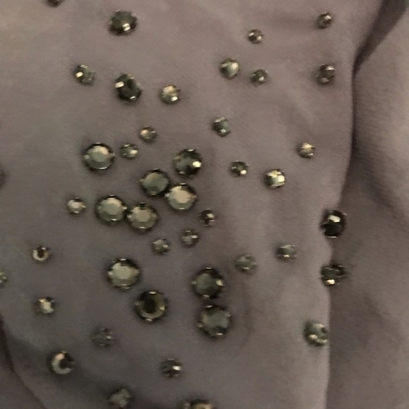 Robert Rodriquez size small lilac sheer lined one shoulder top embellished - Picture 3 of 15